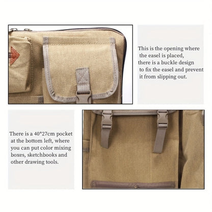 Canvas Drawing Board Backpack Artist Storage Bag Art Supplies Carry Case