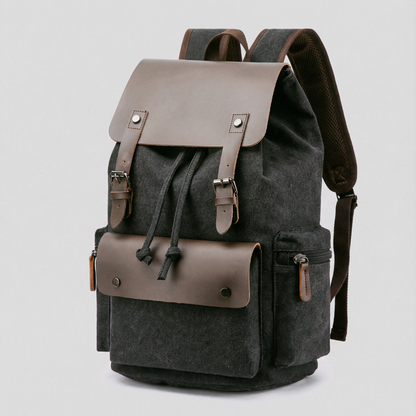 Canvas Leather Laptop Backpack Retro Travel School Bag