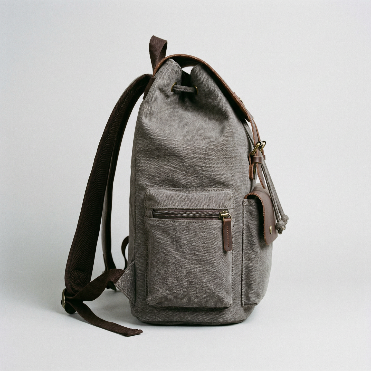 Canvas Leather Laptop Backpack Retro Travel School Bag