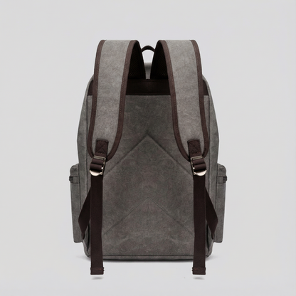 Canvas Leather Laptop Backpack Retro Travel School Bag