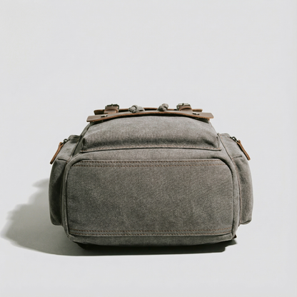 Canvas Leather Laptop Backpack Retro Travel School Bag