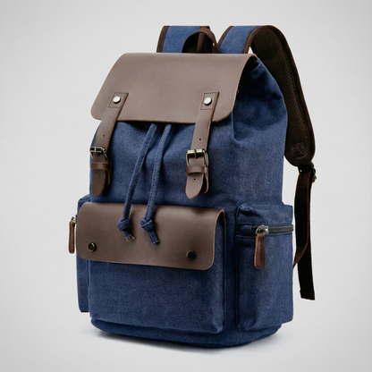 Canvas Leather Laptop Backpack Retro Travel School Bag