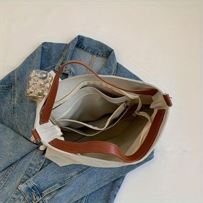 Canvas Shoulder Bag Minimalist Everyday Crossbody Tote