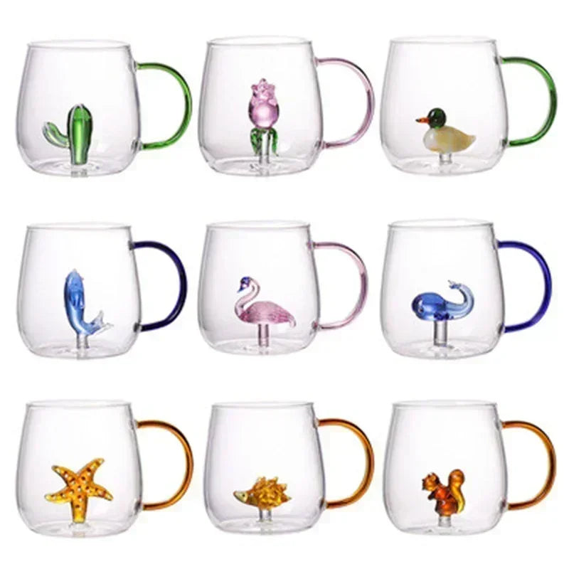 Cartoon Animal Glass Cup Cute Borosilicate Drinking Mug