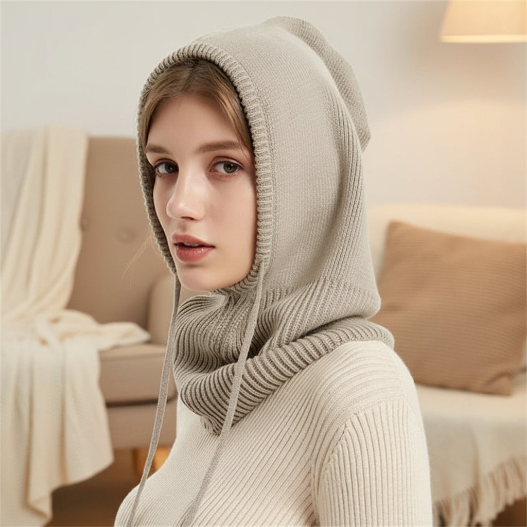 Cashmere Blend Ribbed Knit Beanie with Pom Pom