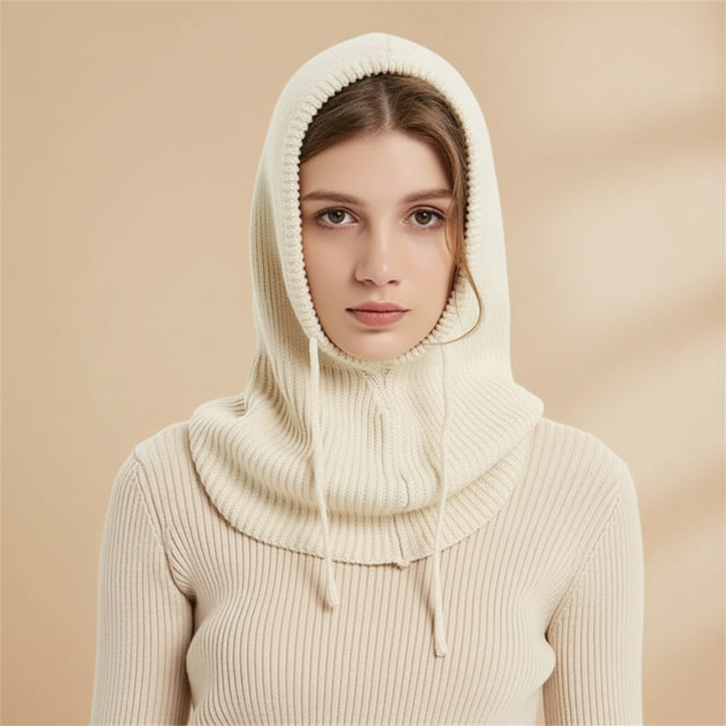 Cashmere Blend Ribbed Knit Beanie with Pom Pom