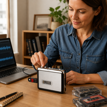 Cassette Tape Converter USB Player for Automatic Tape-to-Digital Recording