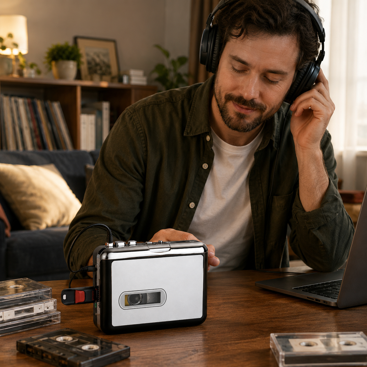 Cassette Tape Converter USB Player for Automatic Tape-to-Digital Recording