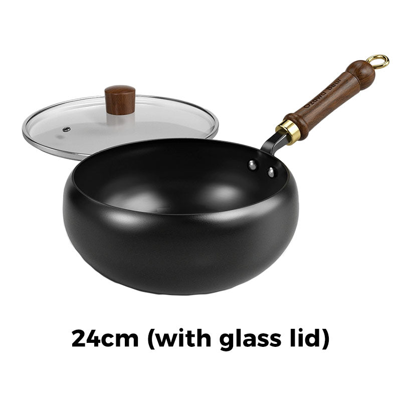 Cast Iron Wok Pan Healthy Non-Coated High-Heat Versatile Cooking Pan