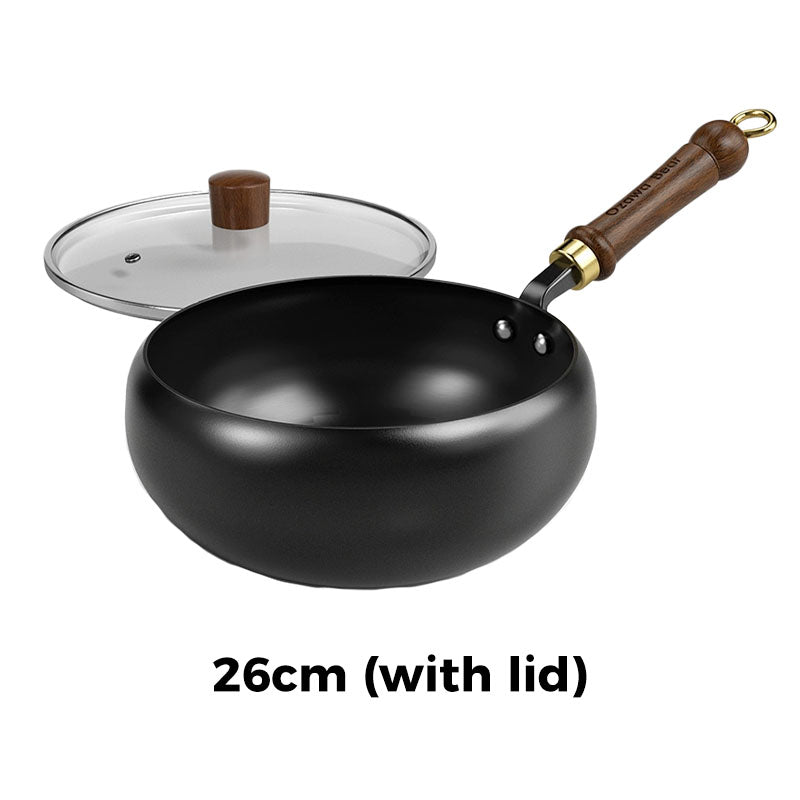 Cast Iron Wok Pan Healthy Non-Coated High-Heat Versatile Cooking Pan
