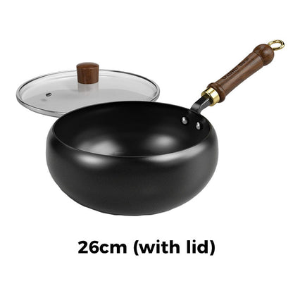 Cast Iron Wok Pan Healthy Non-Coated High-Heat Versatile Cooking Pan
