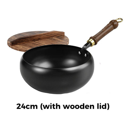 Cast Iron Wok Pan Healthy Non-Coated High-Heat Versatile Cooking Pan
