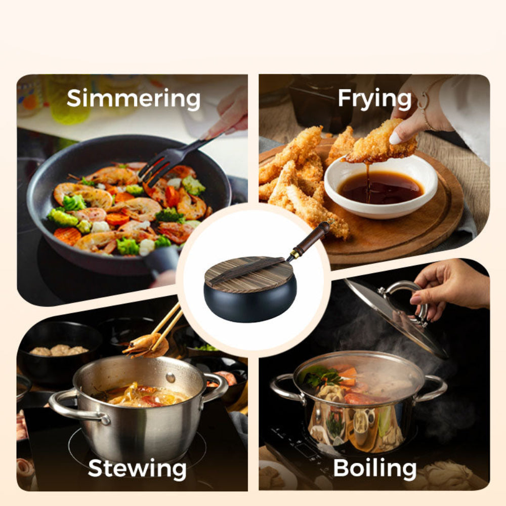 Cast Iron Wok Pan Healthy Non-Coated High-Heat Versatile Cooking Pan