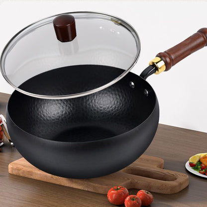 Cast Iron Wok Pan Healthy Non-Coated High-Heat Versatile Cooking Pan