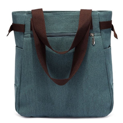 Cat Embroidered Canvas Tote Bag Large Capacity Shoulder Handbag