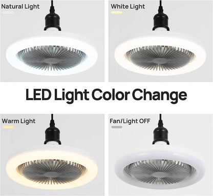 Ceiling Fan Light LED Screw In Socket Remote Control Cooling Lamp