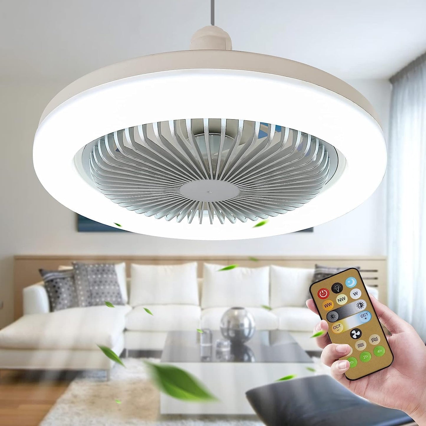 Ceiling Fan Light LED Screw In Socket Remote Control Cooling Lamp