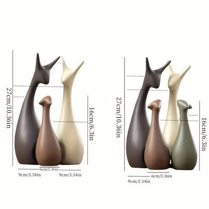 Ceramic Deer Figurine Set Luxury Minimalist Home Decor Sculpture