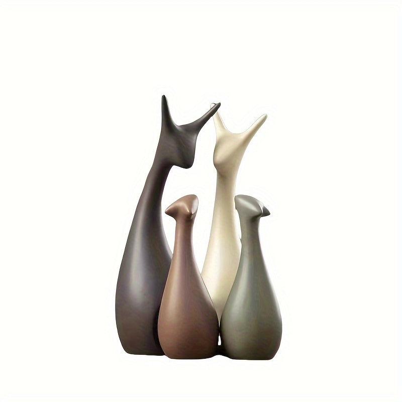 Ceramic Deer Figurine Set Luxury Minimalist Home Decor Sculpture