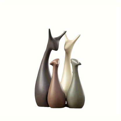Ceramic Deer Figurine Set Luxury Minimalist Home Decor Sculpture