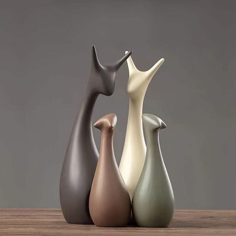 Ceramic Deer Figurine Set Luxury Minimalist Home Decor Sculpture