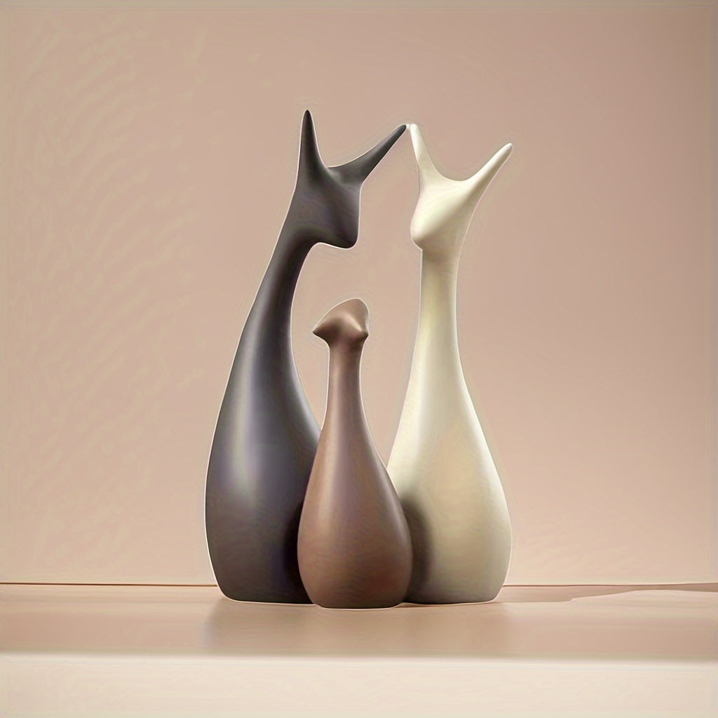 Ceramic Deer Figurine Set Luxury Minimalist Home Decor Sculpture