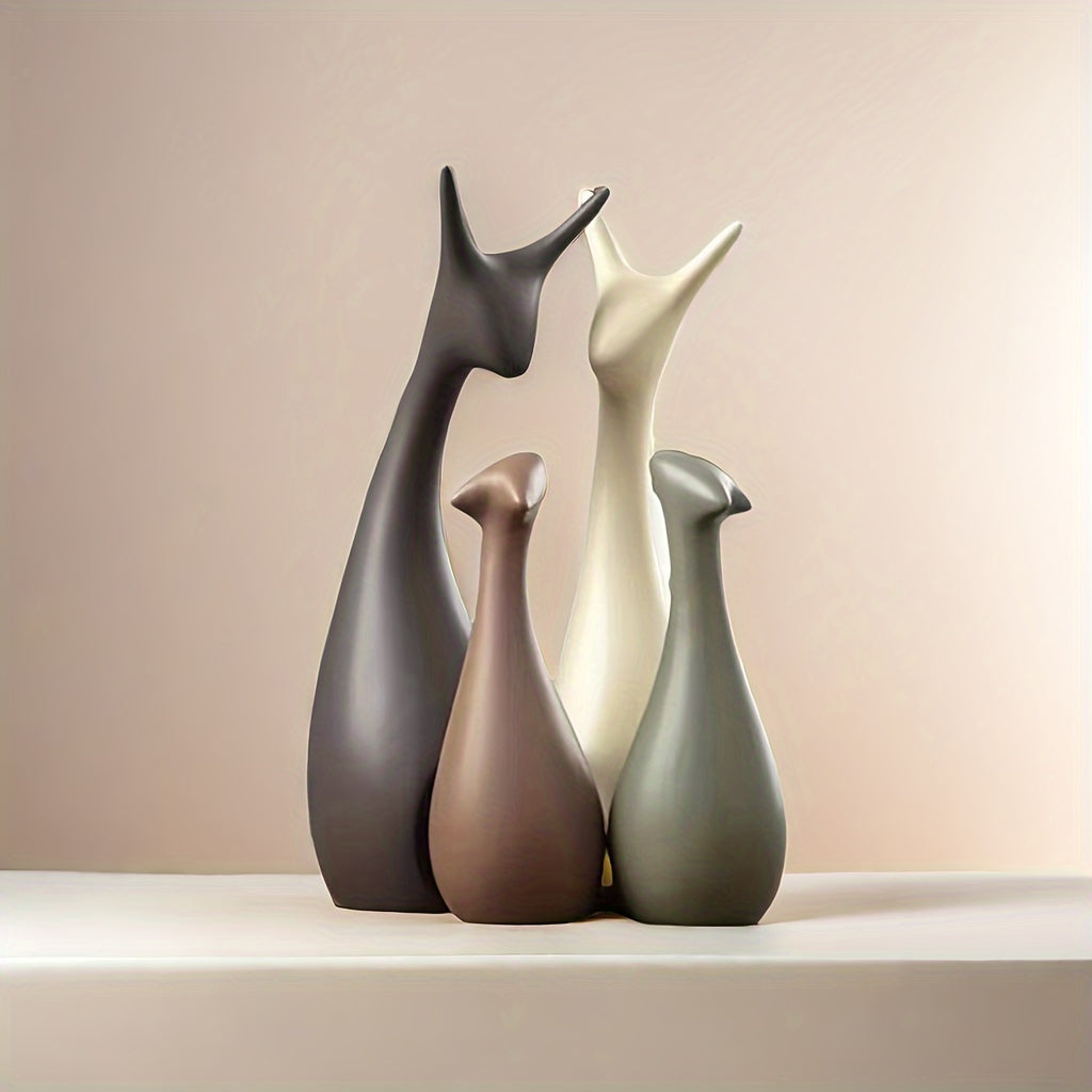 Ceramic Deer Figurine Set Luxury Minimalist Home Decor Sculpture