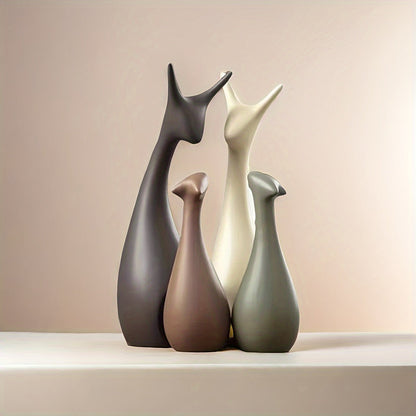 Ceramic Deer Figurine Set Luxury Minimalist Home Decor Sculpture