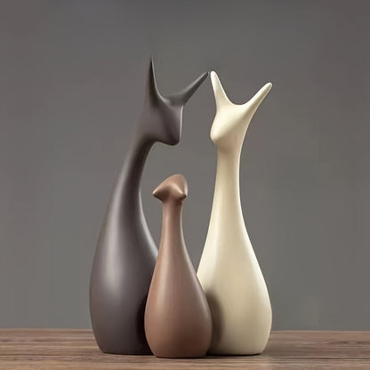 Ceramic Deer Figurine Set Luxury Minimalist Home Decor Sculpture