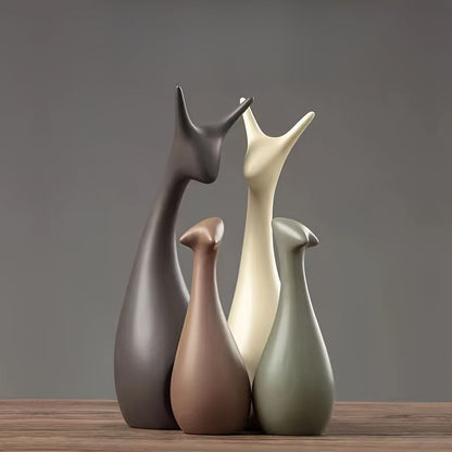 Ceramic Deer Figurine Set Luxury Minimalist Home Decor Sculpture