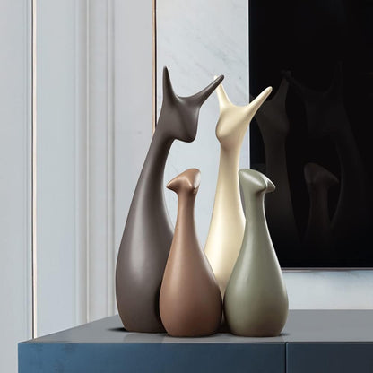 Ceramic Deer Figurine Set Luxury Minimalist Home Decor Sculpture