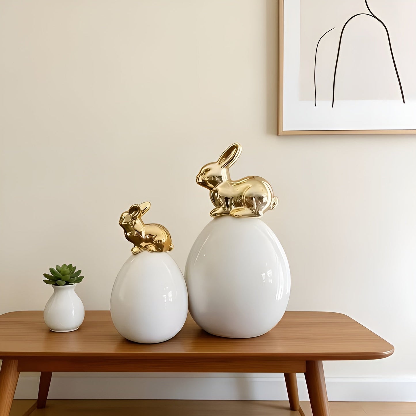 Ceramic Rabbit Egg Ornament Modern Easter Decoration