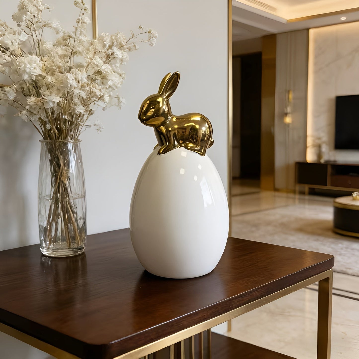 Ceramic Rabbit Egg Ornament Modern Easter Decoration