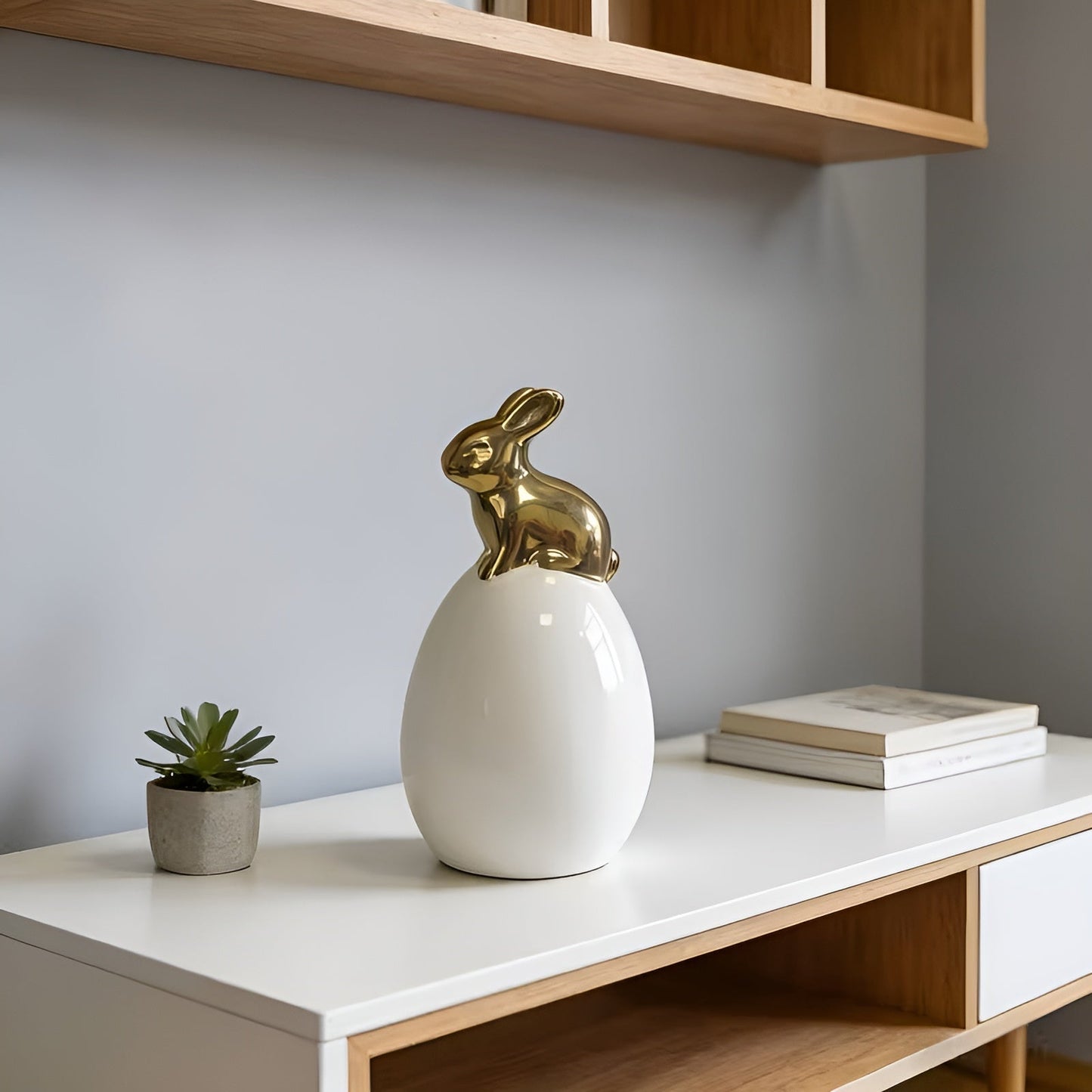 Ceramic Rabbit Egg Ornament Modern Easter Decoration