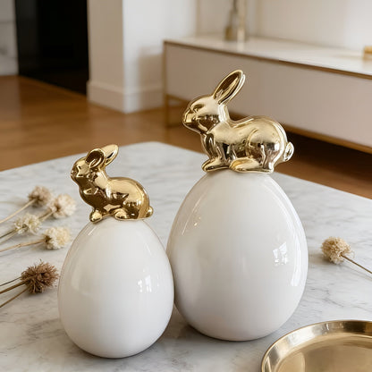 Ceramic Rabbit Egg Ornament Modern Easter Decoration