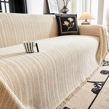 Chenille-sofabetræk og tæppe med skridsikkert design