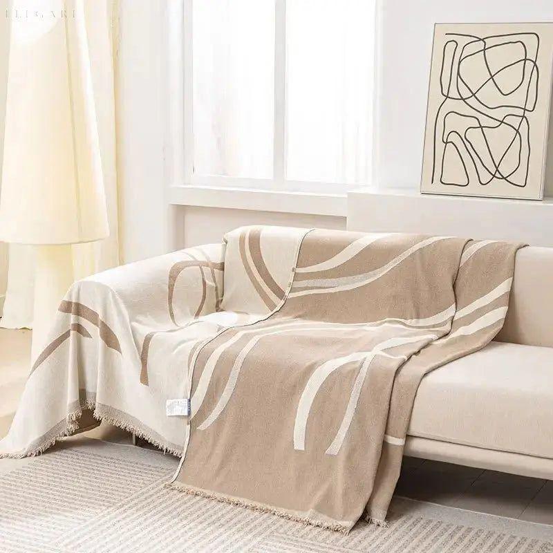 Chenille Sofa Throw Reversible Luxury Couch Protector Blanket