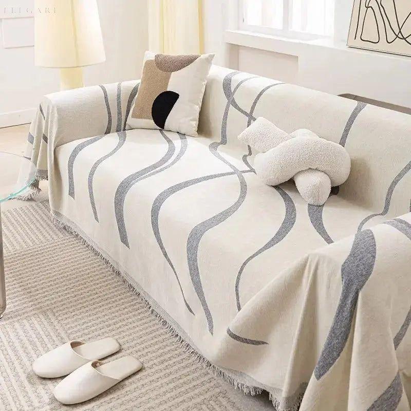 Chenille Sofa Throw Reversible Luxury Couch Protector Blanket