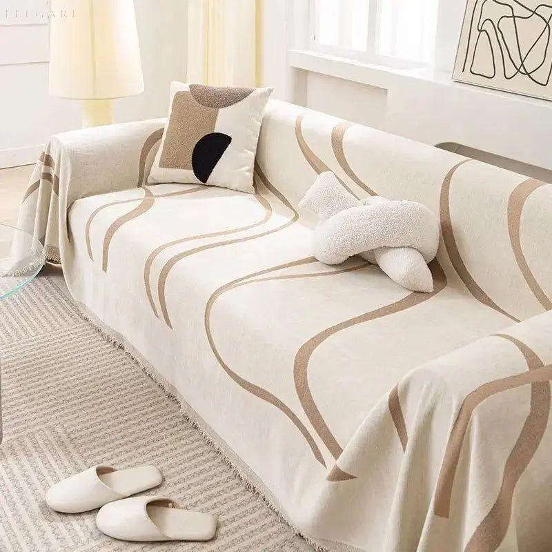 Chenille Sofa Throw Reversible Luxury Couch Protector Blanket