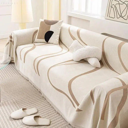 Chenille Sofa Throw Reversible Luxury Couch Protector Blanket