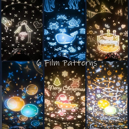 Children's Starry Night Projector Night Light with 6 Patterns and Rotating Soft Glow