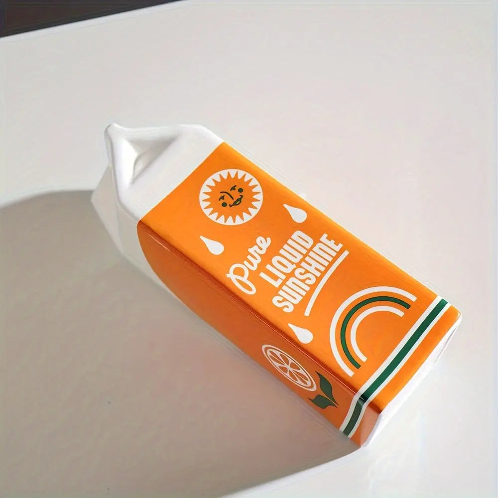 Citrus Juice Box Ceramic Vase Modern Decorative Flower Vase Artistic Home Table Decor