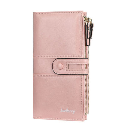 Classic Double Zipper Wallet PU Leather Compact Design for Everyday Use