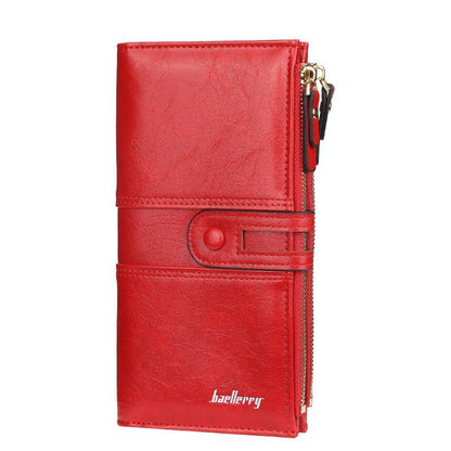 Classic Double Zipper Wallet PU Leather Compact Design for Everyday Use