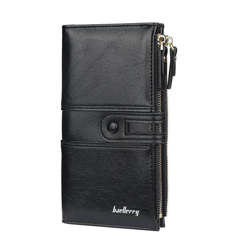 Classic Double Zipper Wallet PU Leather Compact Design for Everyday Use