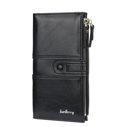 Classic Double Zipper Wallet PU Leather Compact Design for Everyday Use