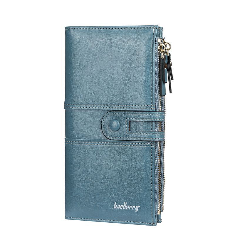 Classic Double Zipper Wallet PU Leather Compact Design for Everyday Use