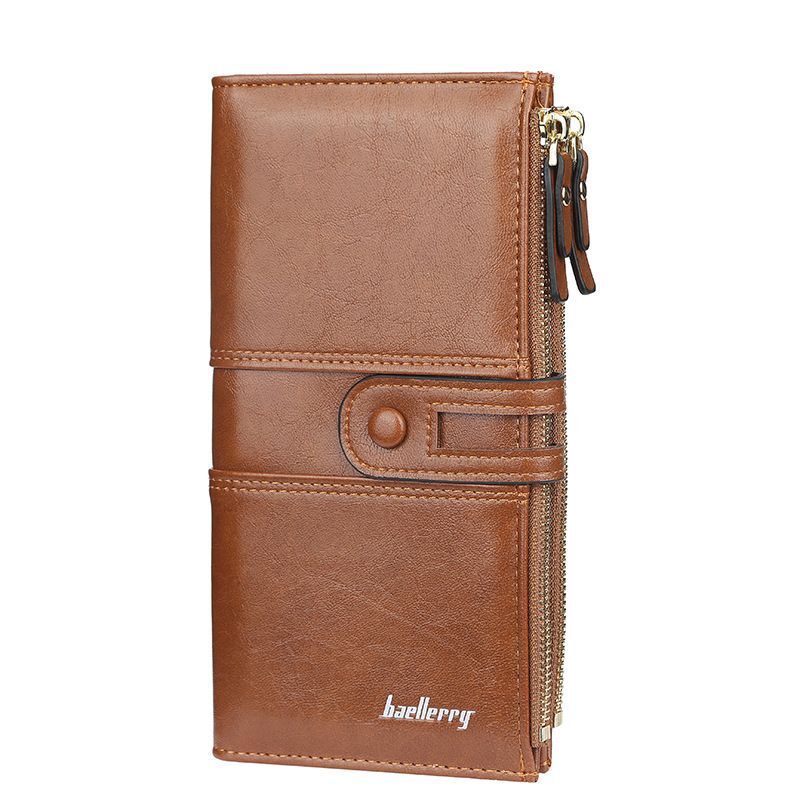 Classic Double Zipper Wallet PU Leather Compact Design for Everyday Use