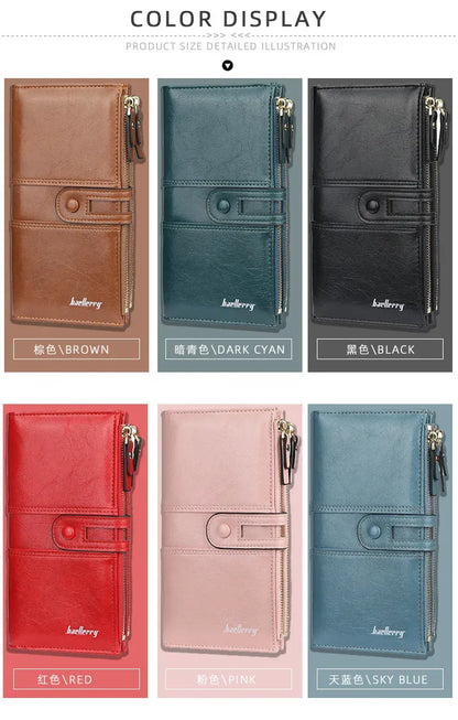 Classic Double Zipper Wallet PU Leather Compact Design for Everyday Use