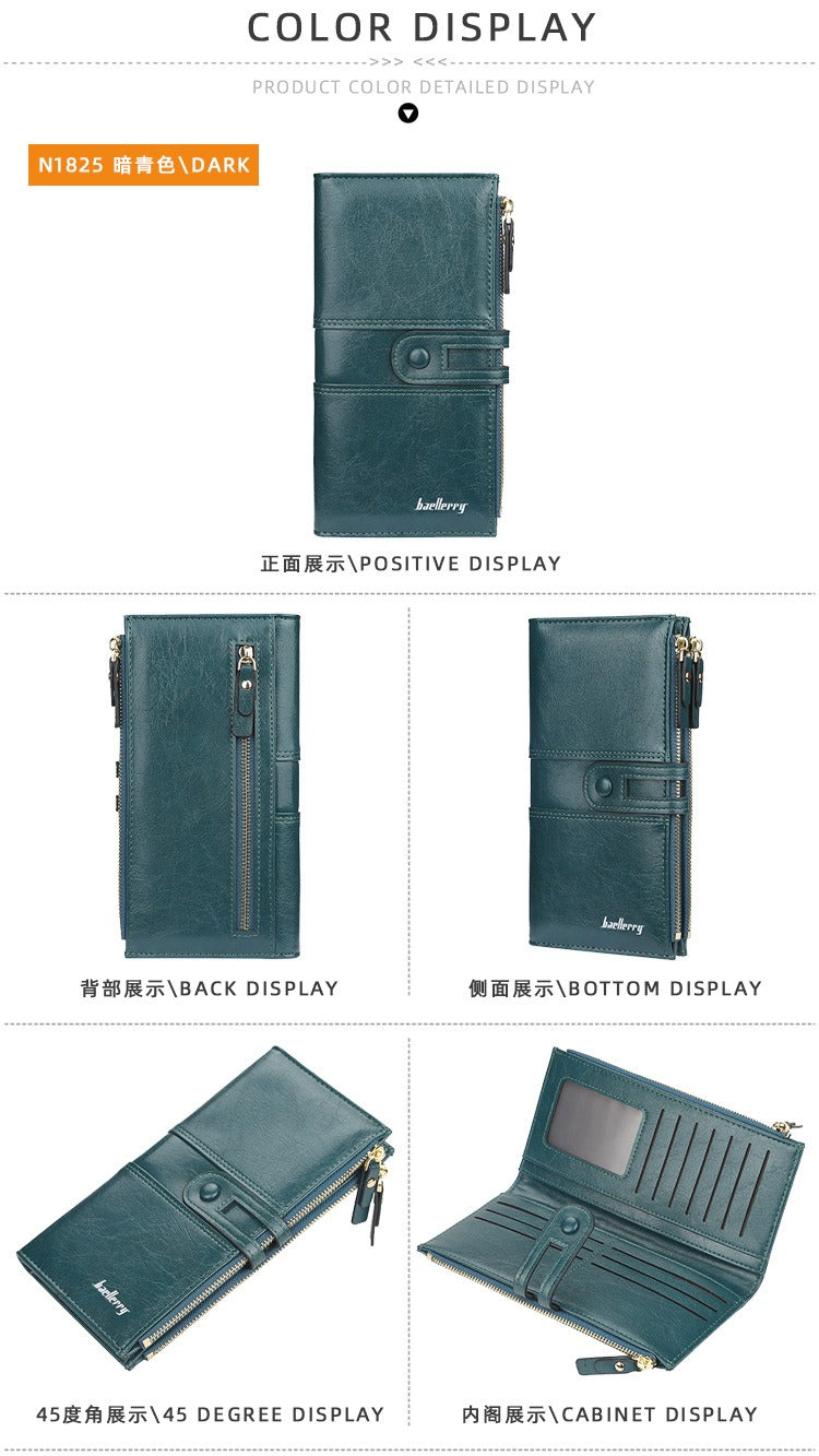 Classic Double Zipper Wallet PU Leather Compact Design for Everyday Use